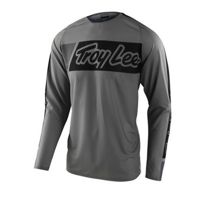 Camisola cinza escuro de mangas compridas com texto Troy Lee