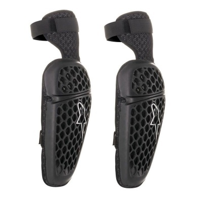 Par de joelheiras pretas texturizadas com logótipo branco