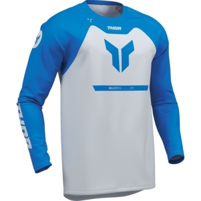 Camisola de motocross azul e branca com logótipo THOR