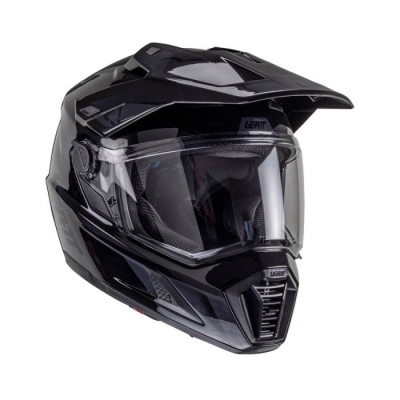 Capacete integral preto de motocross com viseira transparente