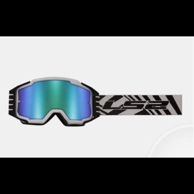 Óculos de proteção com lente refletora azul e cinta preta e branca LS2