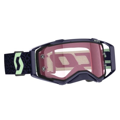 Óculos de proteção Scott com lente rosa e correia preta com padrão verde