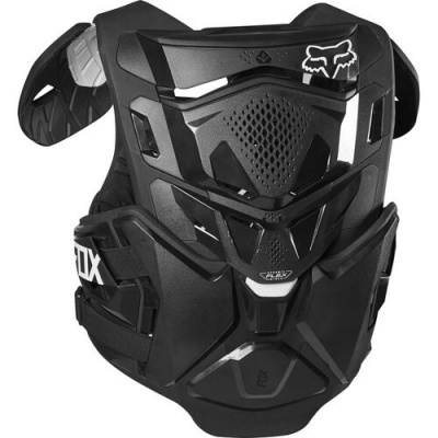 Peitoral de proteção preto para desporto com logotipo FOX branco