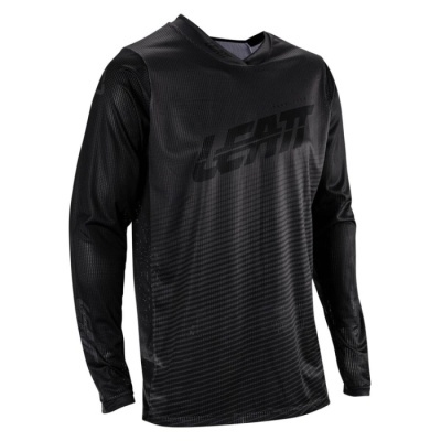 Camisola preta de manga comprida com texto 'LEATT' em relevo