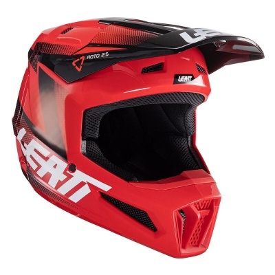 Capacete integral vermelho e preto LEATT Moto 2.5