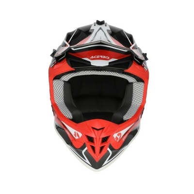 Capacete motocross vermelho preto cinza branco com interior acolchoado