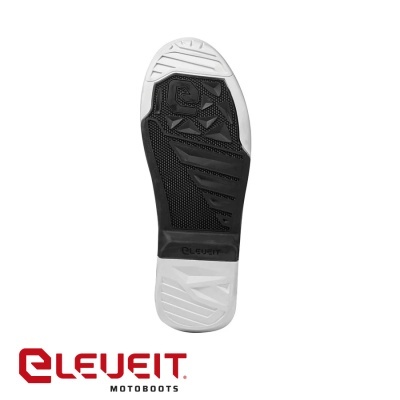 Sola de bota motard preta e branca com logótipo ELEVEIT