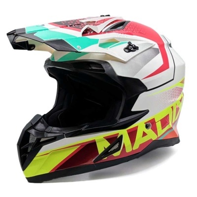 Capacete integral motocross colorido com visor e ventilação