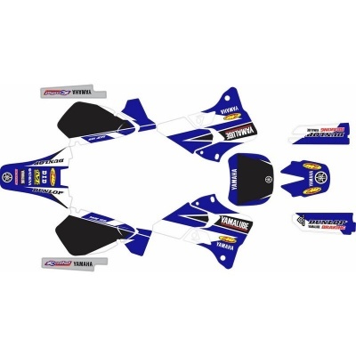 Conjunto de autocolantes para moto com logotipos Yamaha e outros em azul, branco e preto