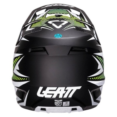 Capacete integral Leatt preto com detalhes em branco e verde