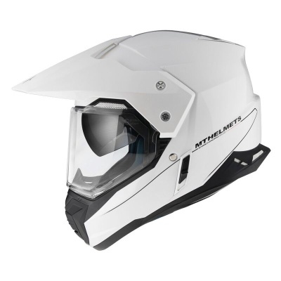 Capacete de motociclismo MT Helmets branco com viseira e pára-sol preto