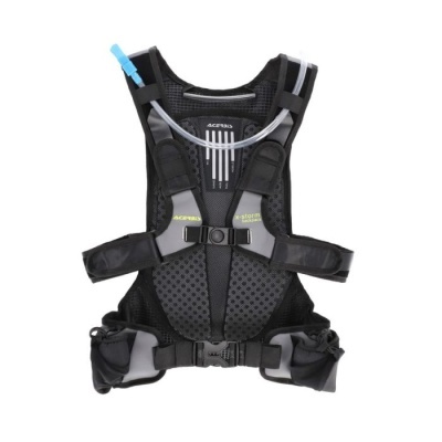 Mochila de hidratação preta com tubo azul e texto ACERBIS EVOLVE HYDRATION SYSTEM