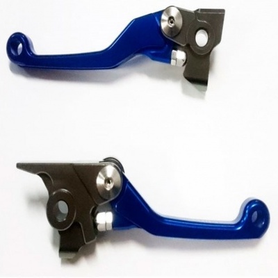 Par de manetes azul e cinza para motocicleta sobre fundo branco