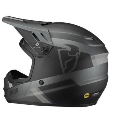 Capacete motocross preto e cinza THOR com viseira ajustável