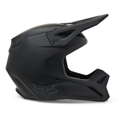 Capacete integral preto fosco para desportos radicais com viseira ajustável e logo da Fox na lateral