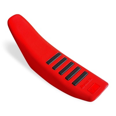 Banco de mota vermelho com faixas pretas