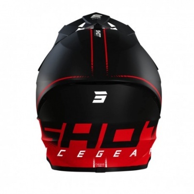 Capacete preto e vermelho com texto LEGEND e número 3