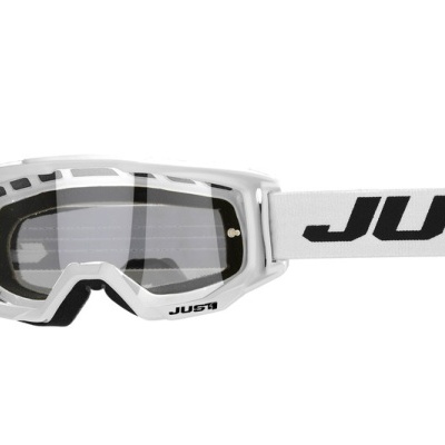 Óculos de proteção brancos com correia elástica e lente transparente