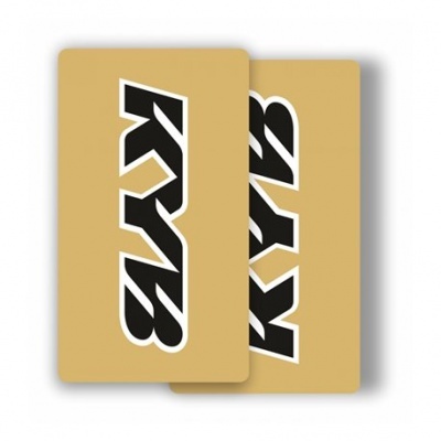 Telemóveis dourados com o logótipo KY12 em preto e branco