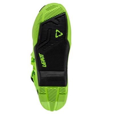 Sola de sapato desportivo verde-limão e preta com texto LEATT