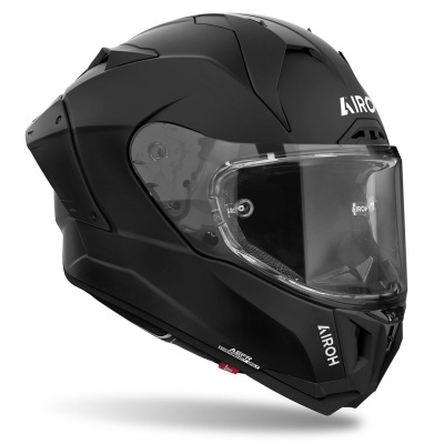 Capacete integral preto mate AIROH com viseira transparente