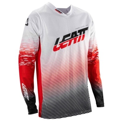 Camisola de motocross branca, vermelha e preta com logo LEATT