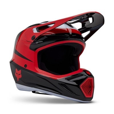 Capacete motocross integral preto e vermelho com viseira e acolchoado interno