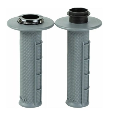 Conjunto de manípulos de bicicleta cinza com trava e textura