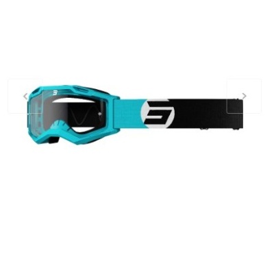 Óculos de proteção azul turquesa com correia preta e branca