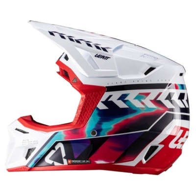 capacete de motocross Leatt colorido com números 23