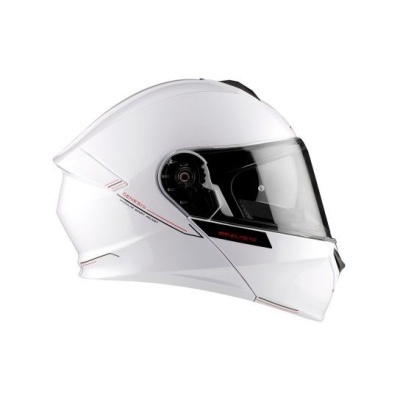 Capacete integral branco com viseira transparente