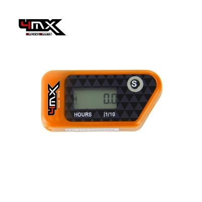contador digital de horas com moldura laranja e visor LCD