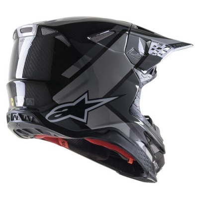 capacete motocross preto fibra carbono logo Alpinestars