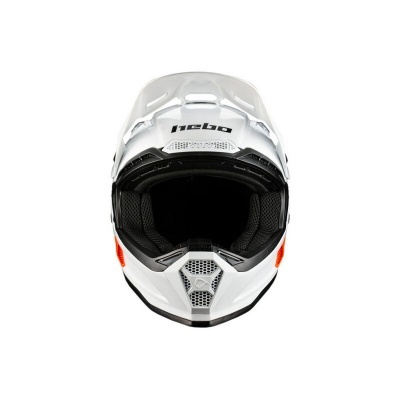 Capacete integral para motocross branco e preto com logo Hebo