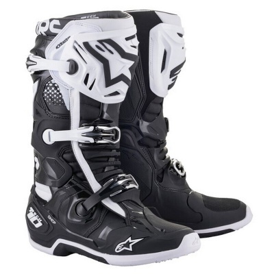 Botas de motocross Alpinestars Tech 10 em preto, branco e cinza