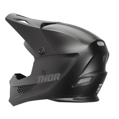 Capacete integral preto fosco motocross THOR com ventilação