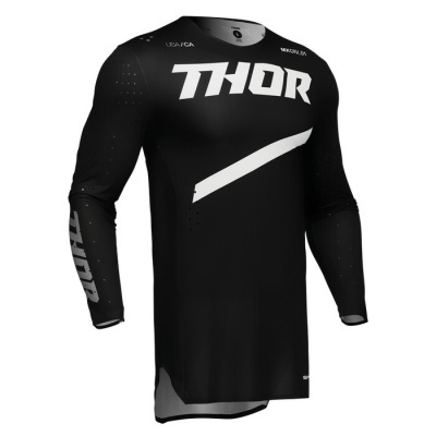 Camisola desportiva preta com texto branco THOR e detalhe branco diagonal