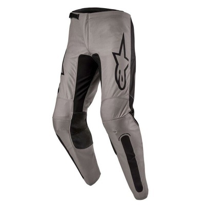 Calças de motocross cinzentas e pretas com logótipo