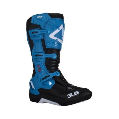 Bota desportiva preta e azul para motocross com fechos de fivela
