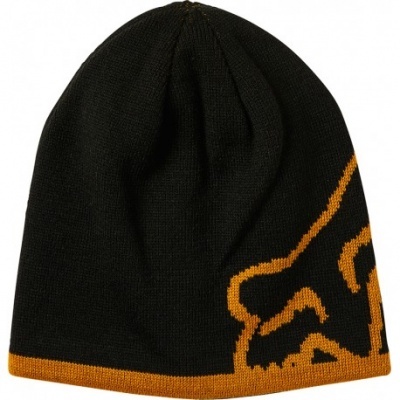 Gorro preto com detalhes em laranja e padrão parcial