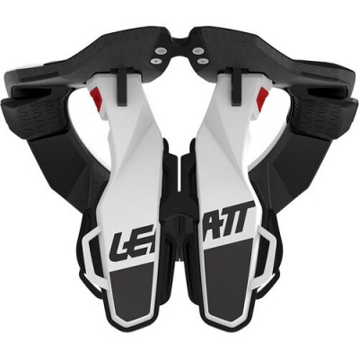 Colete protetor branco, preto e cinzento com inscrição LEATT