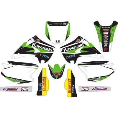 autocolantes para moto Kawasaki com logos e cores distintas