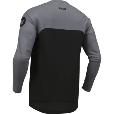 Camisola de motocross cinza e preta Thor vista de trás