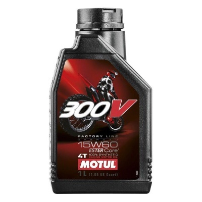 Garrafa preta de óleo para motor Motul 300V 15W60 1 litro