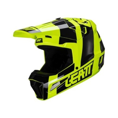 Capacete integral amarelo fluorescente e preto com logótipo LEATT