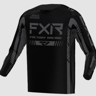 Camisola preta de manga comprida com textos cinza FXR e outros