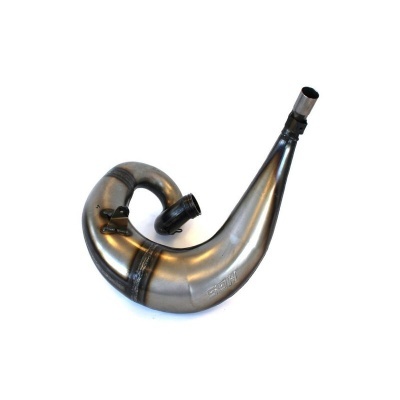 Tubo de escape metálico curvado prateado para motocicleta