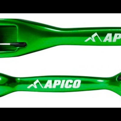 Manetes de embraiagem e travão verdes com marca APICO