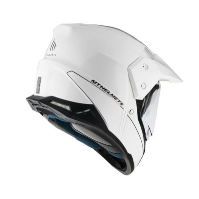 Capacete branco integral MT HELMETS com viseira e detalhes pretos