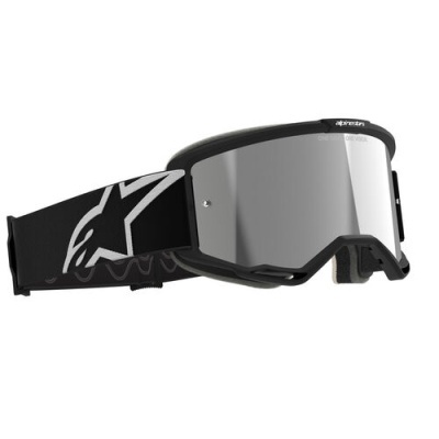 Óculos de proteção desportivos com fita elástica preta e lente espelhada cinzenta